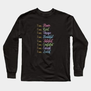 Self Love Daily Affirmations in Black Long Sleeve T-Shirt